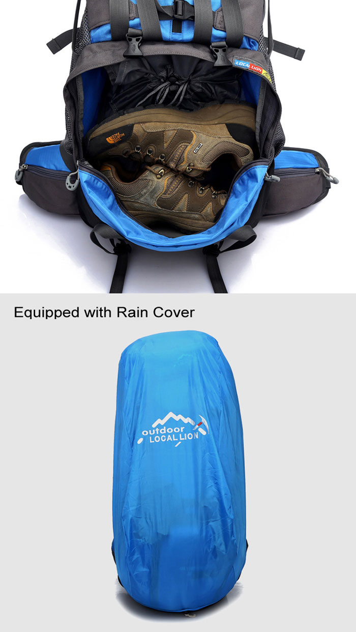 LOCAL LION 60L Multifunctional Water Resistant Trekking Backpack for Outdoor Camping Hiking