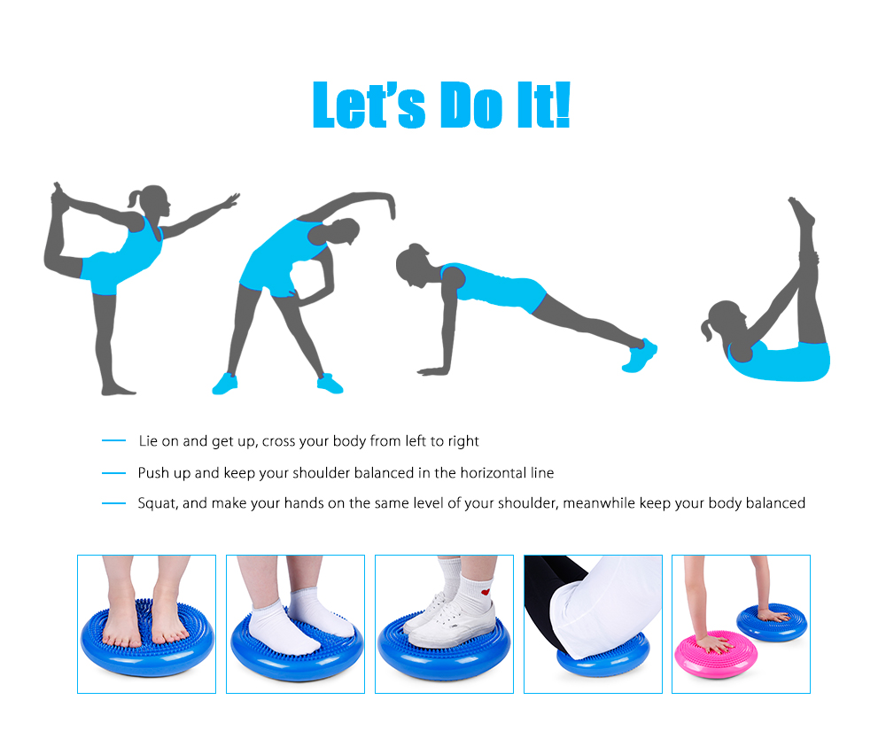 1pcs Durable Inflatable Yoga Wobble Stability Balance Disc Massage Cushion Mat